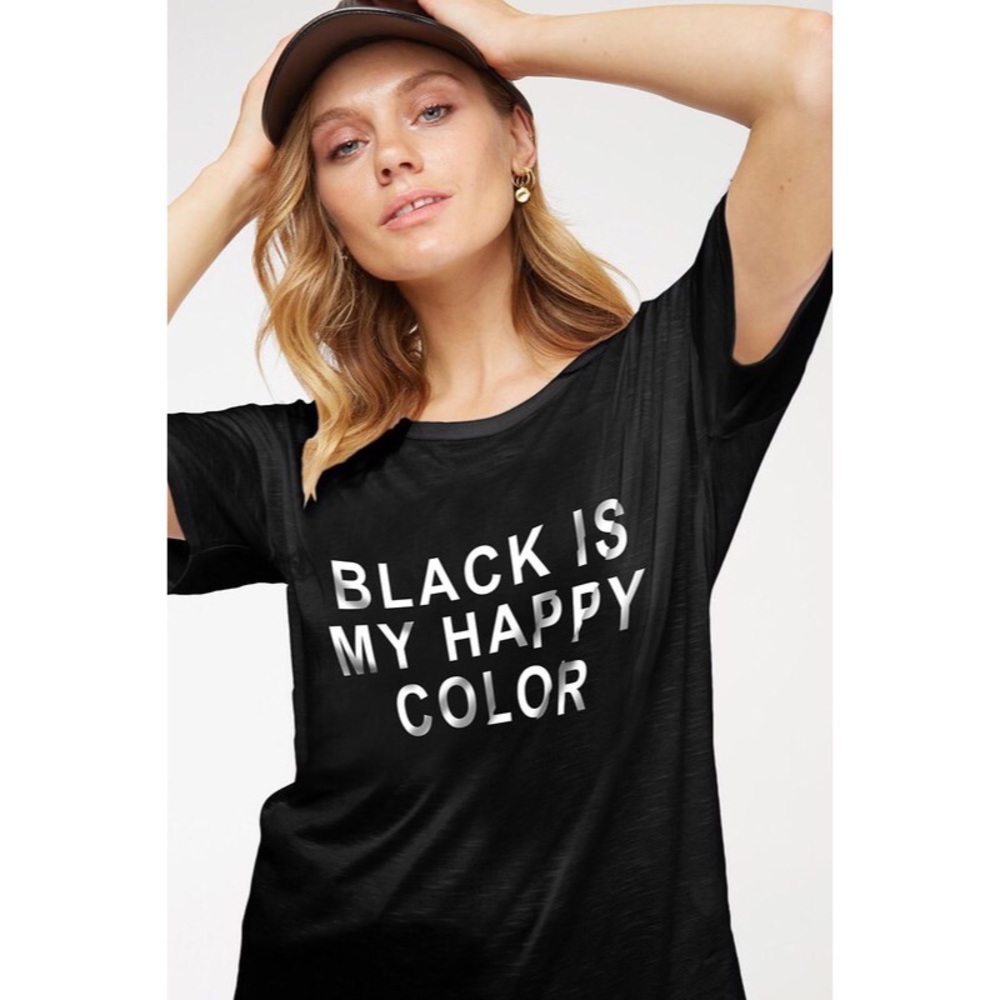 Black is My Happy Color Graphic Tee - Picture 2 of 4
